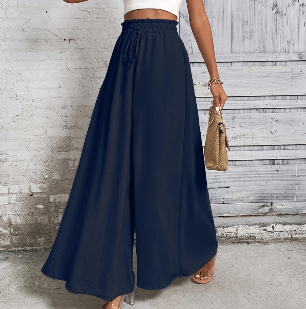 Women's Navy Wide-Leg High Waist Pants - Picture 5 of 11